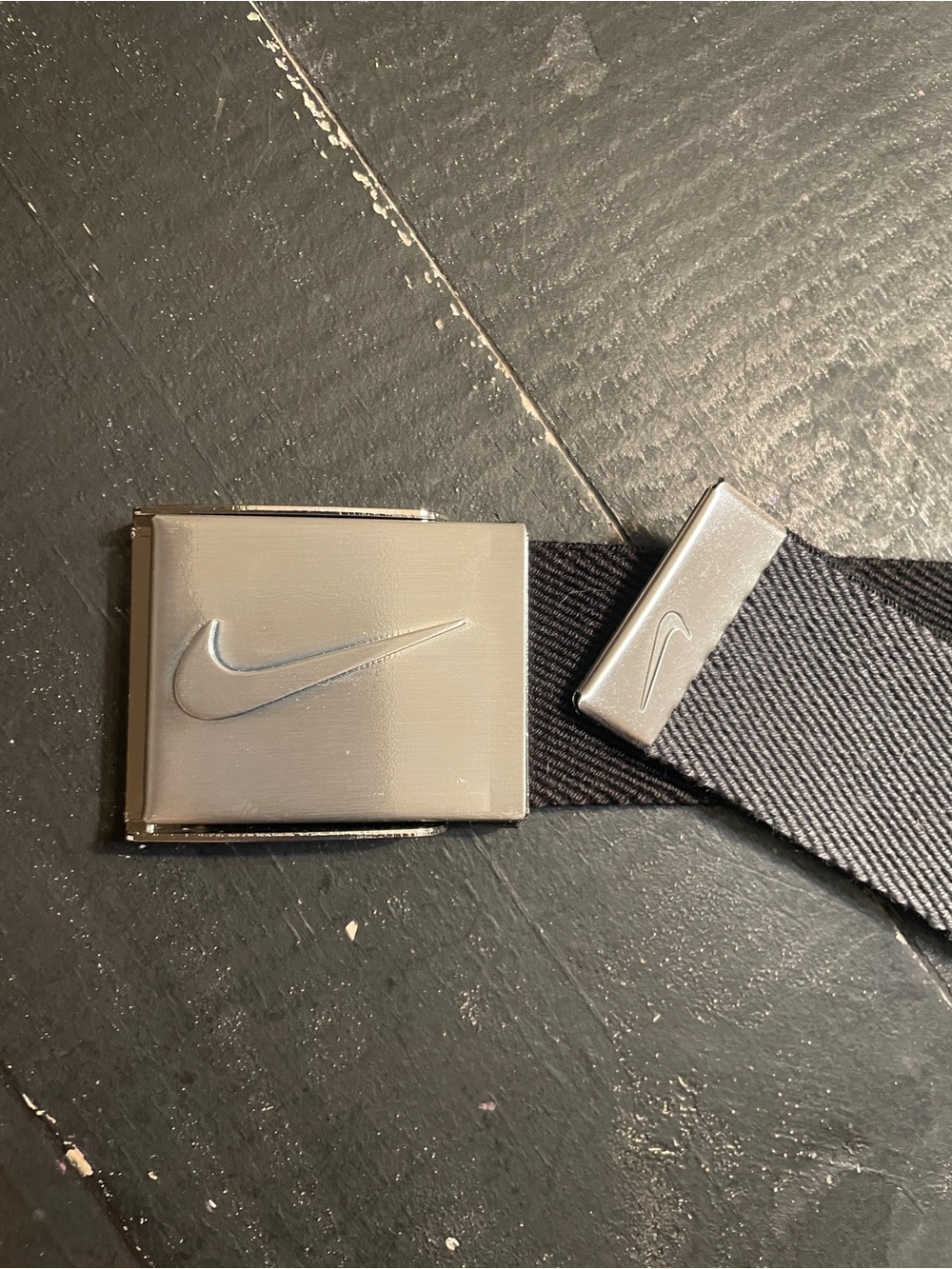 Nike Men's Black Webbing Belt with Silver Buckle